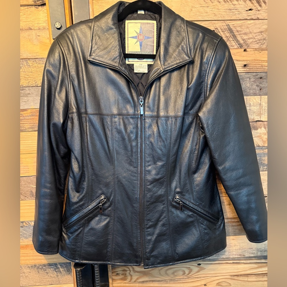 Middlebrook Park Vintage Women’s Petite Medium Genuine Leather Collared‎ Jacket